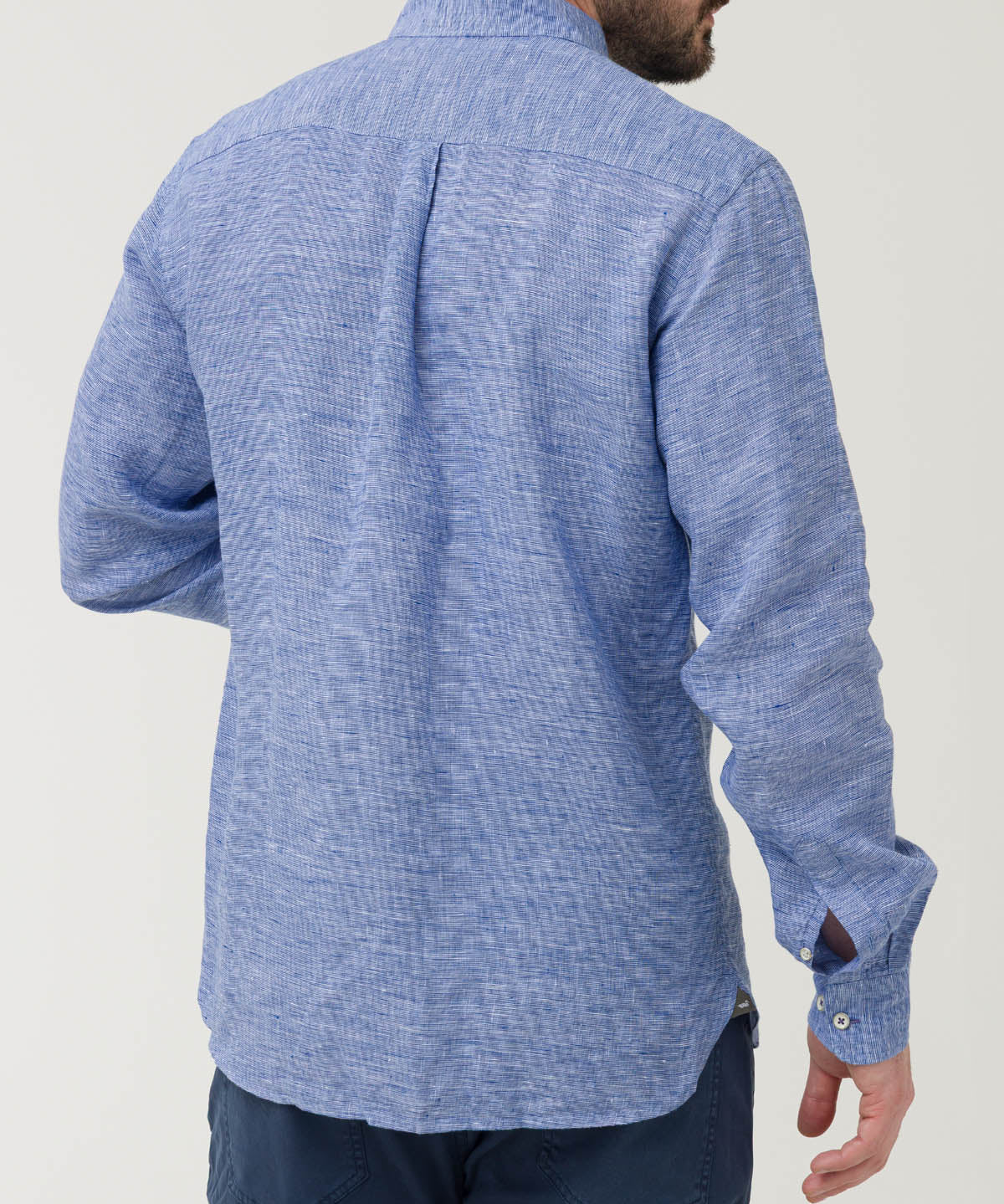 Camisa Lino Orgánico Hombre Linentex Azul Rockford