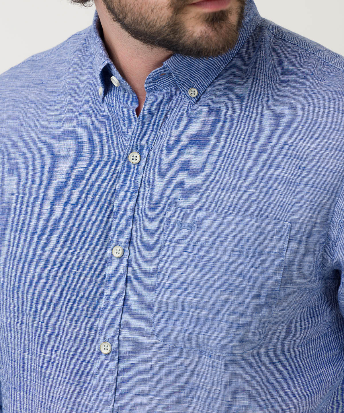 Camisa Lino Orgánico Hombre Linentex Azul Rockford