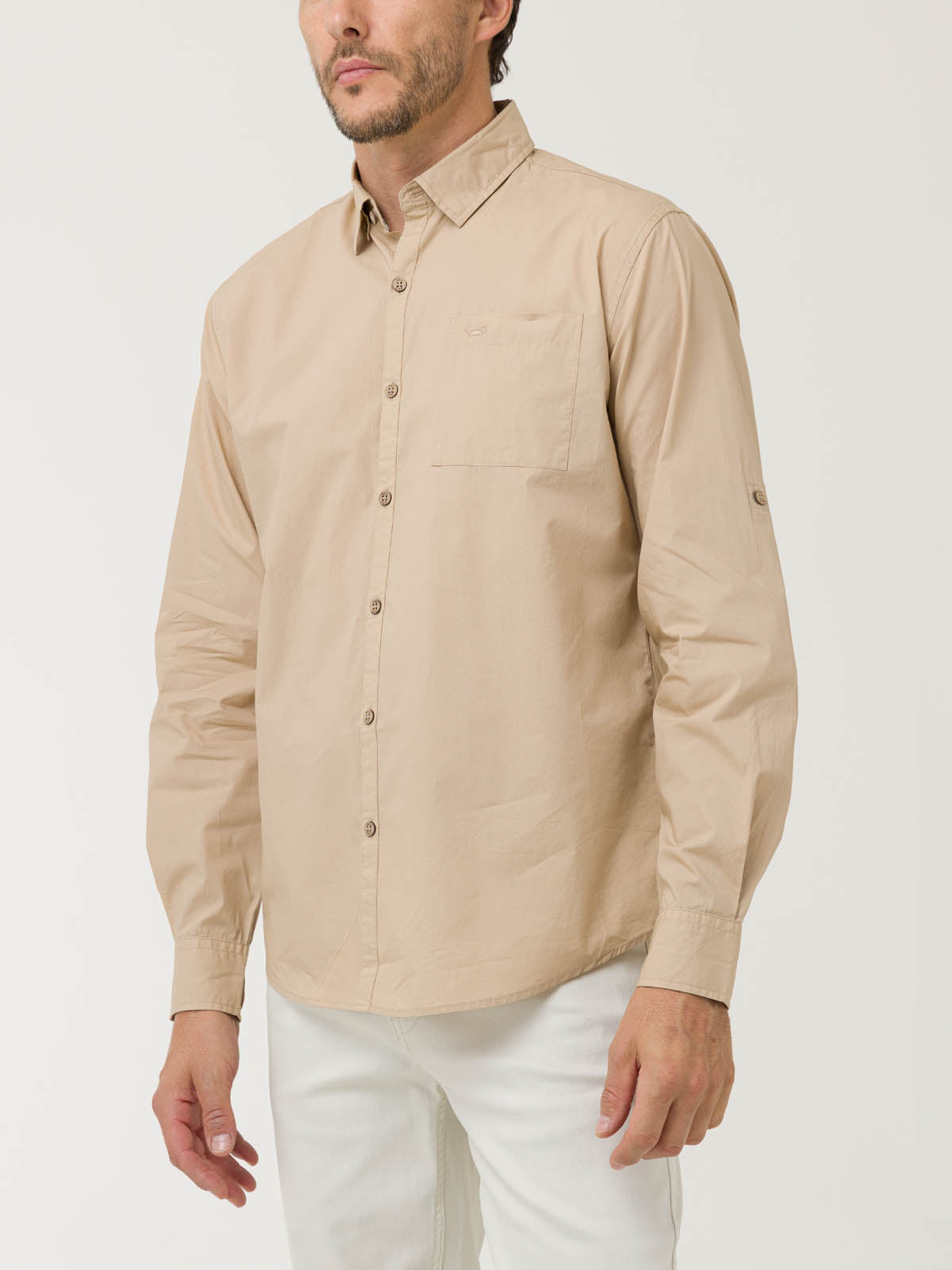 Camisa Algodón Orgánico Hombre Galiton Café Rockford