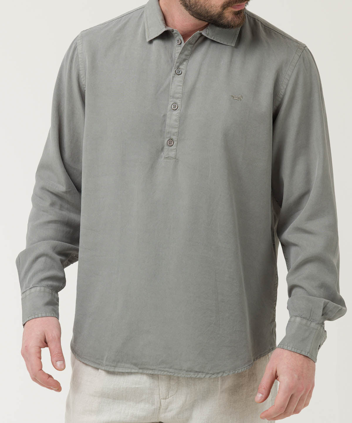 Camisa Tencel Hombre Tencelhalf Gris Rockford