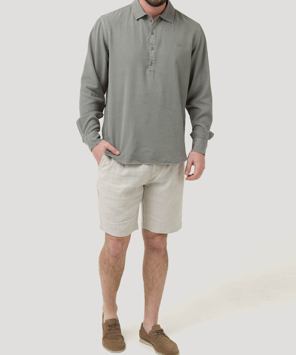 Camisa Tencel Hombre Tencelhalf Gris Rockford