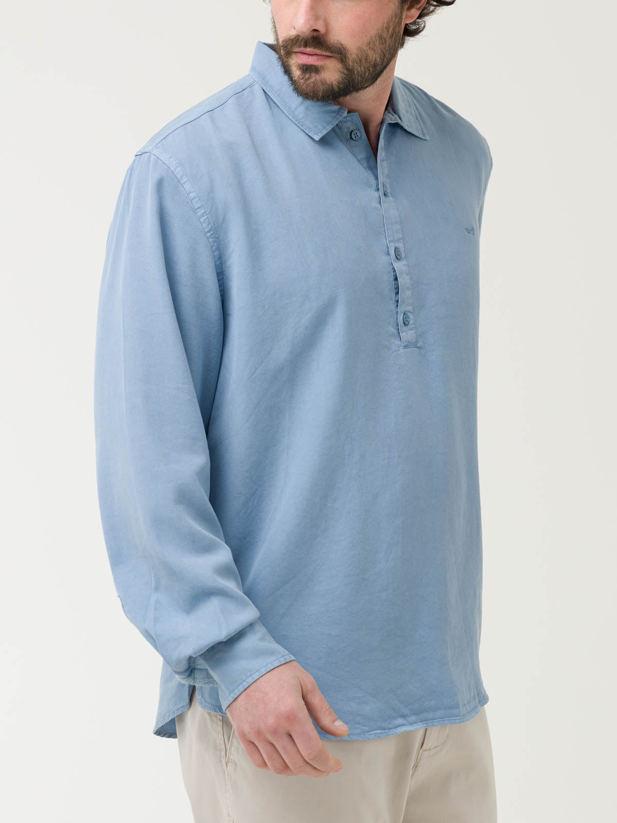 Camisa Tencel Hombre Tencelhalf Azul Rockford