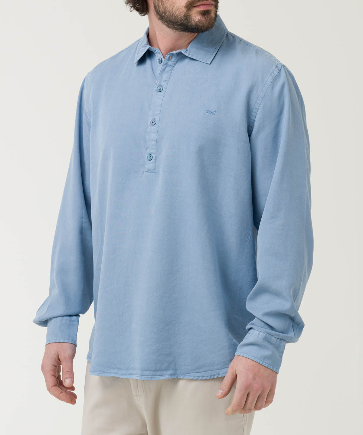 Camisa Tencel Hombre Tencelhalf Azul Rockford
