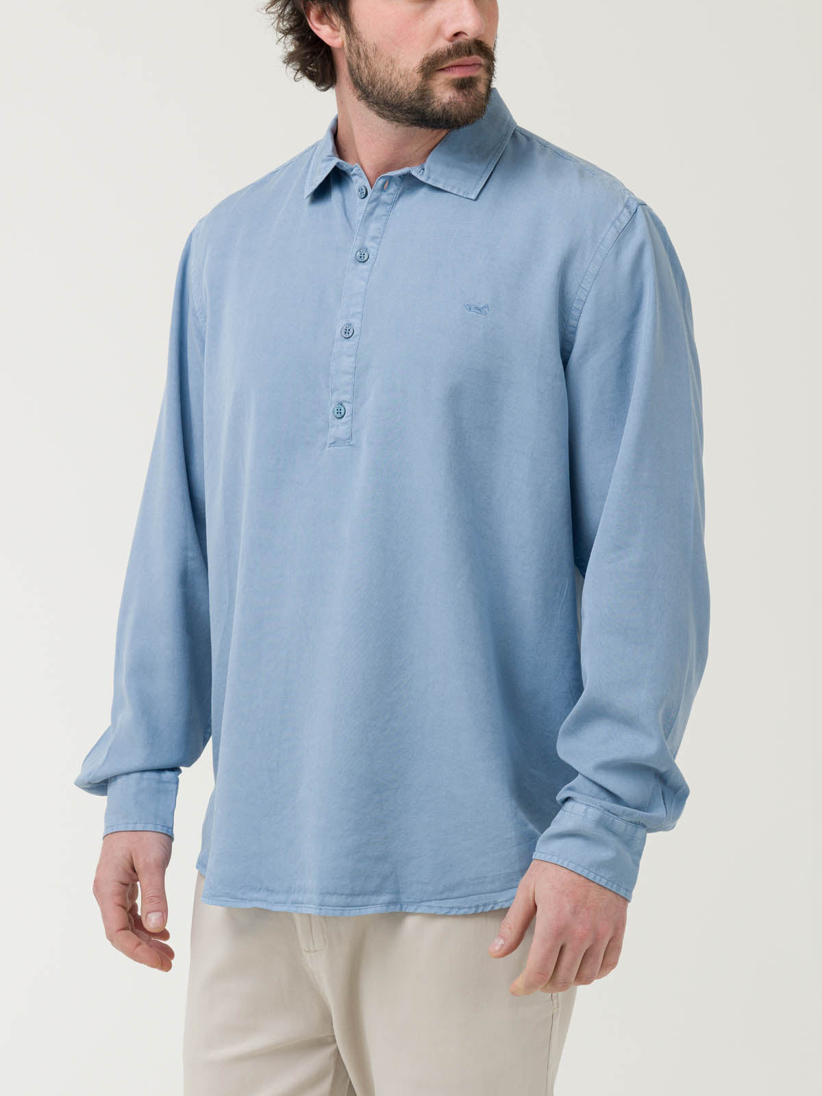 Camisa Tencel Hombre Tencelhalf Azul Rockford