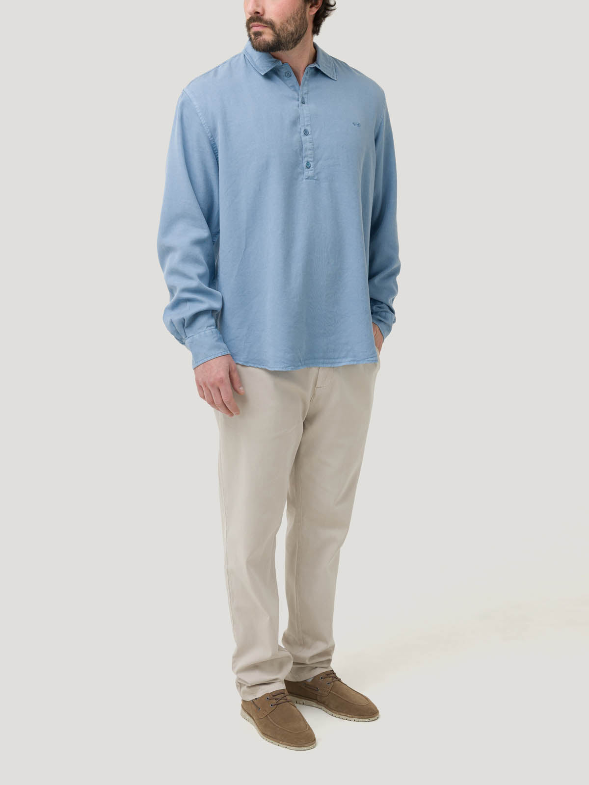 Camisa Tencel Hombre Tencelhalf Azul Rockford