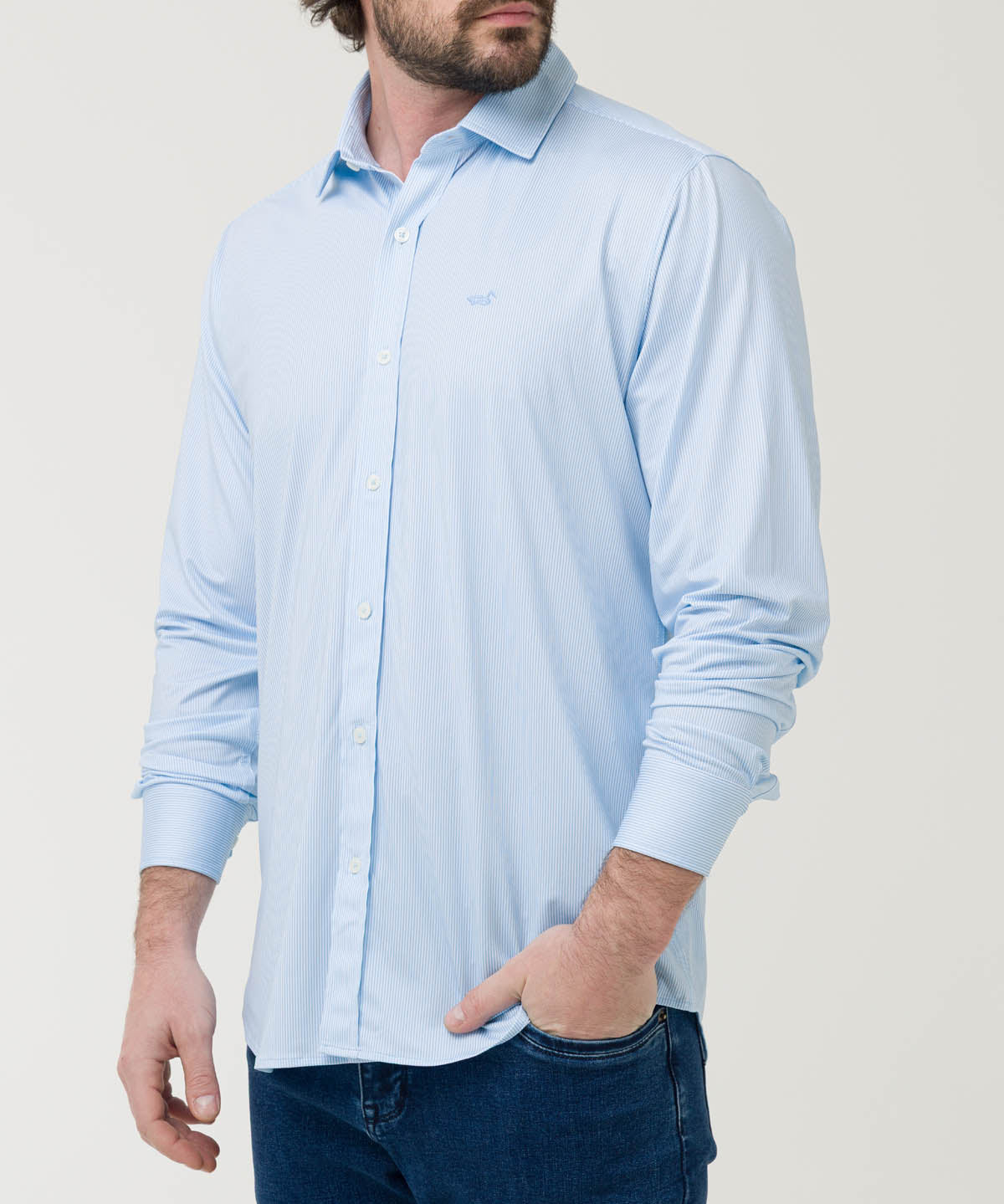 Camisa Fibras Recicladas Hombre Sports Azul Rockford