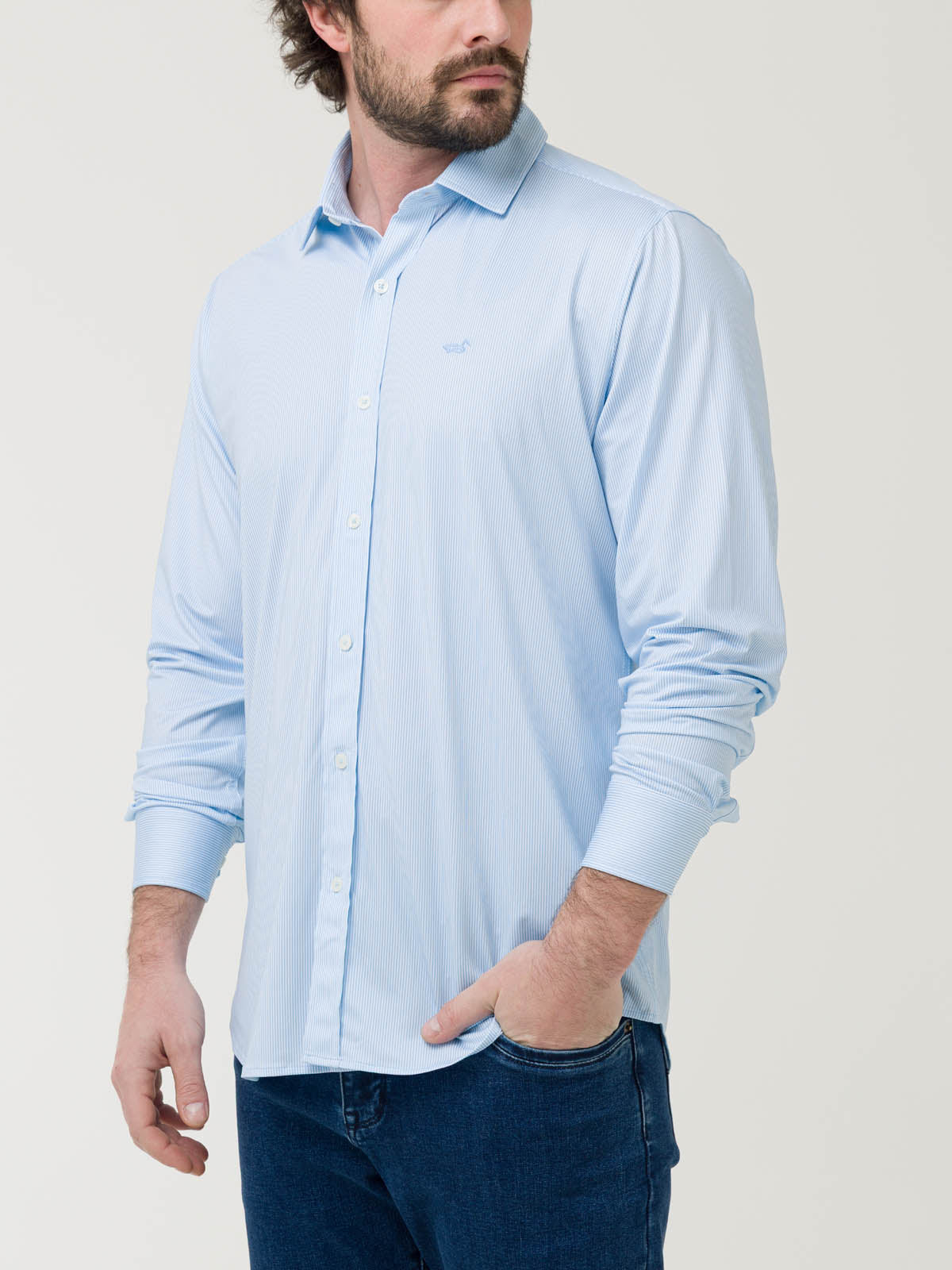 Camisa Fibras Recicladas Hombre Sports Azul Rockford