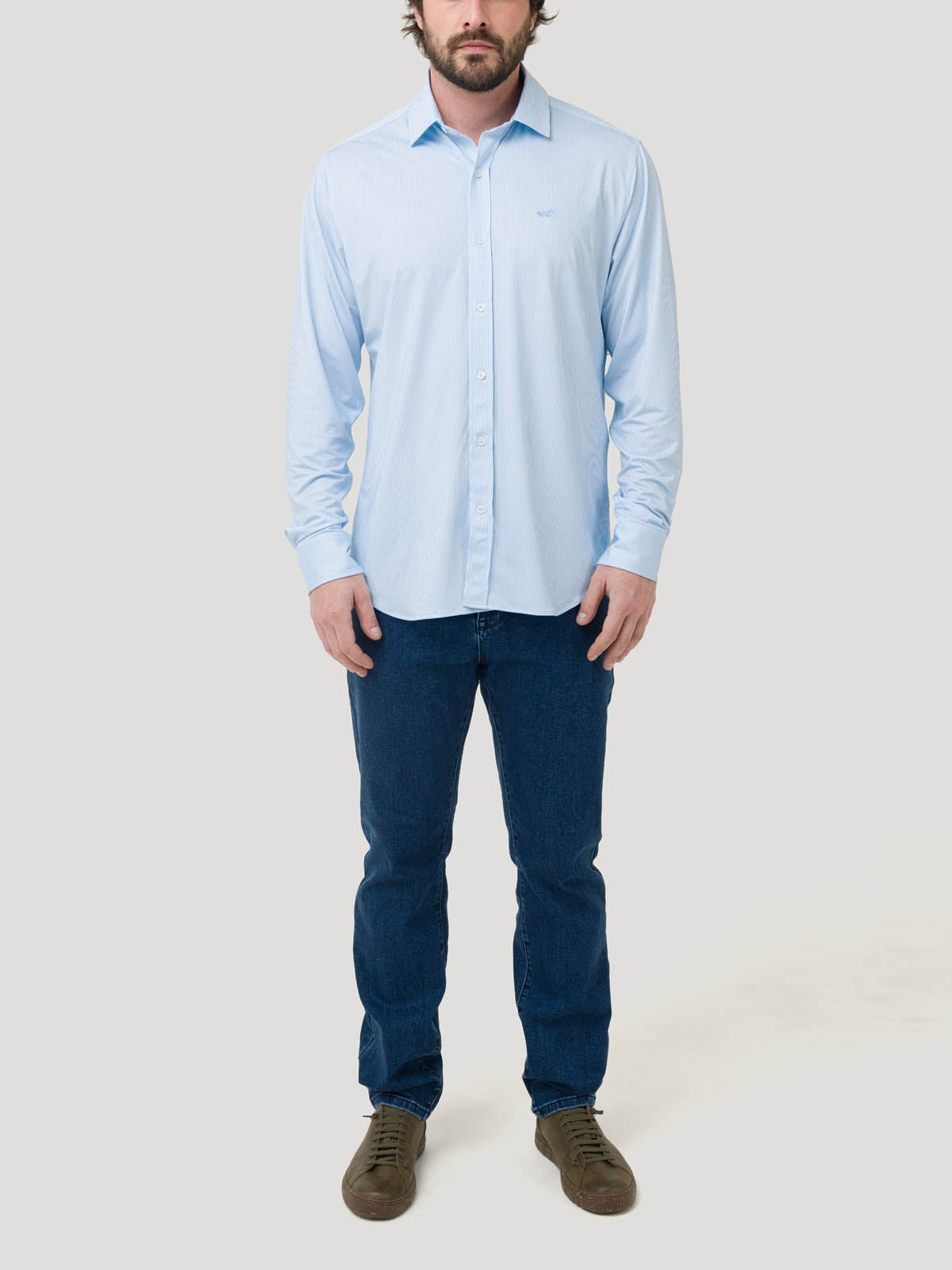 Camisa Fibras Recicladas Hombre Sports Azul Rockford