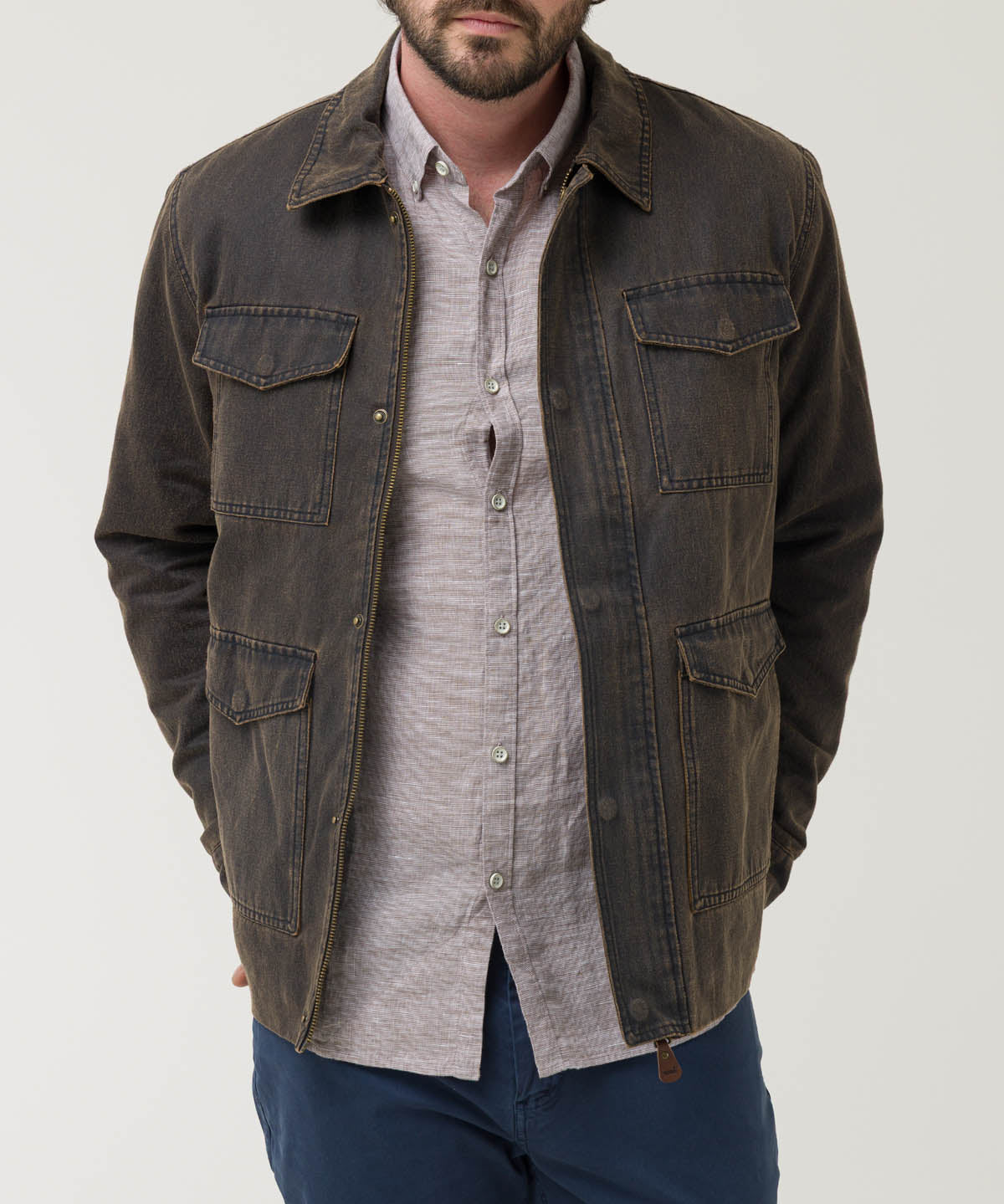 Chaqueta Algodón Hombre Torino Café Rockford