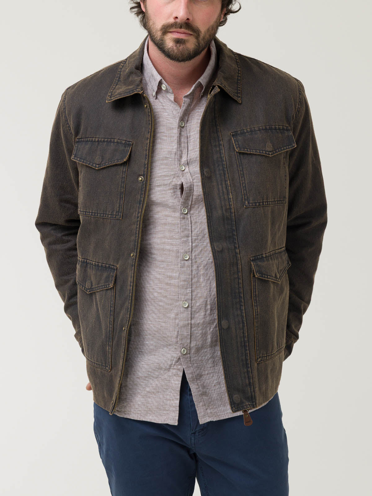 Chaqueta Algodón Hombre Torino Café Rockford