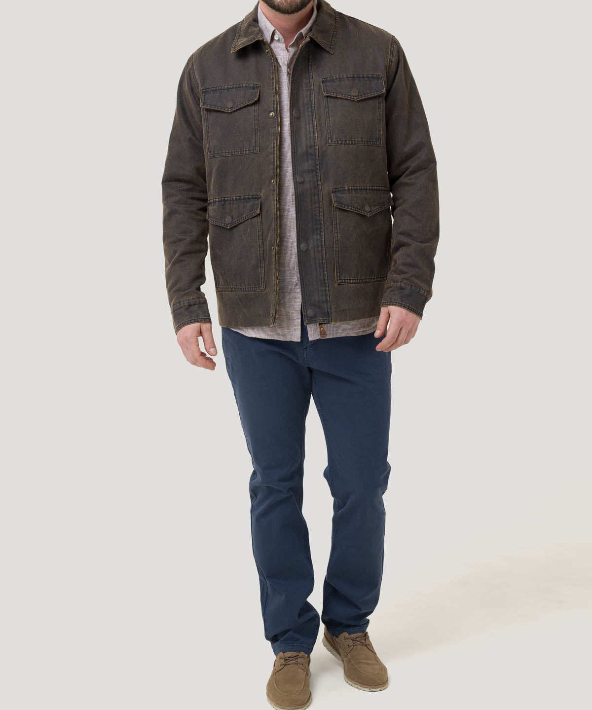 Chaqueta Algodón Hombre Torino Café Rockford