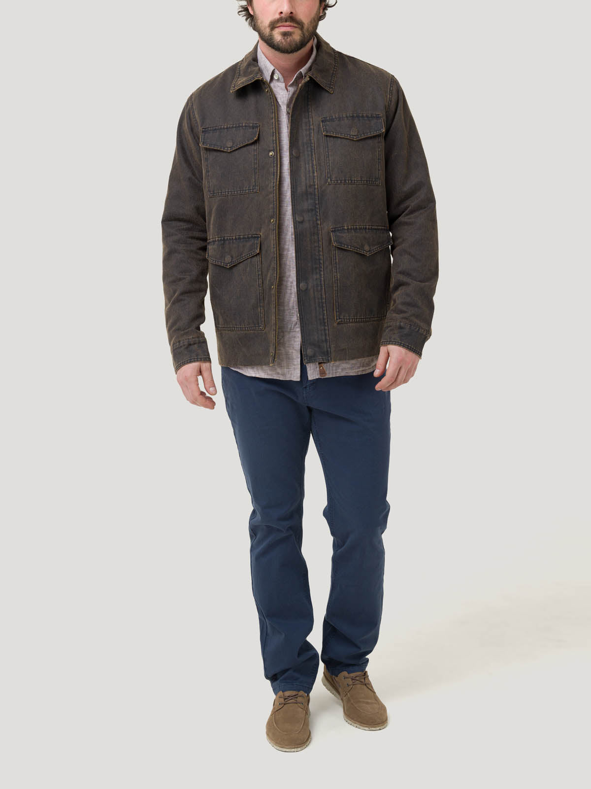 Chaqueta Algodón Hombre Torino Café Rockford