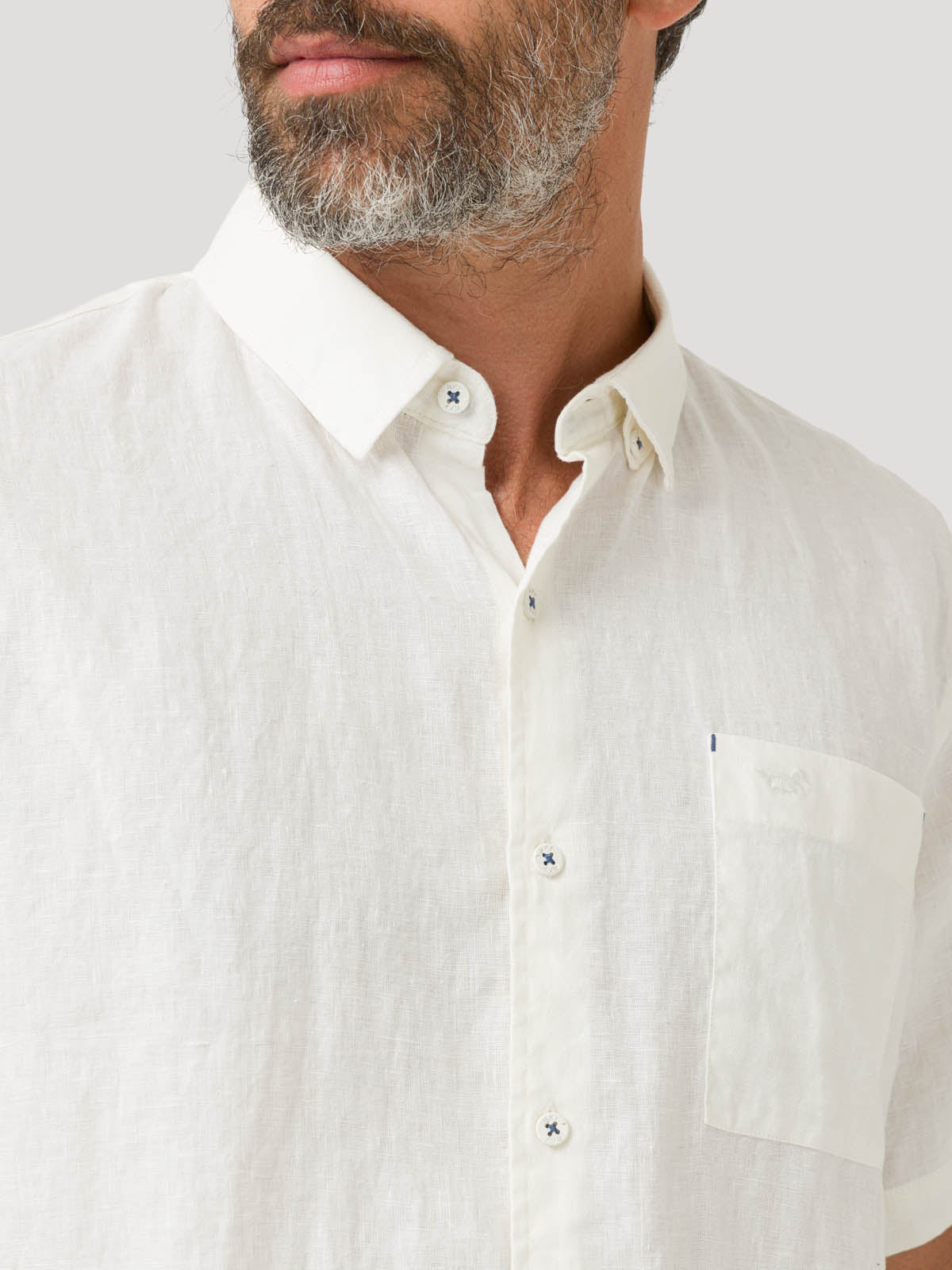 Camisa Lino Orgánico Hombre Linenshort Blanco Rockford