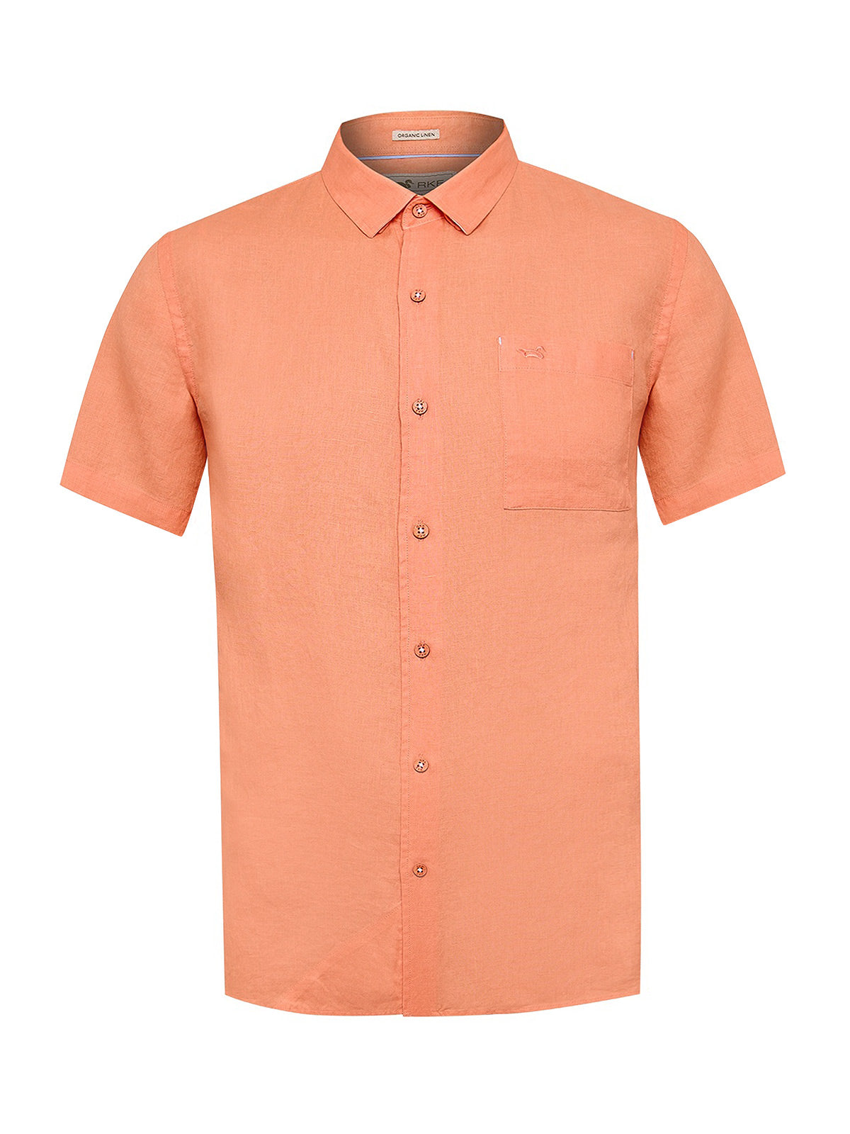 Camisa Lino Orgánico Hombre Linenshort Naranjo Rockford