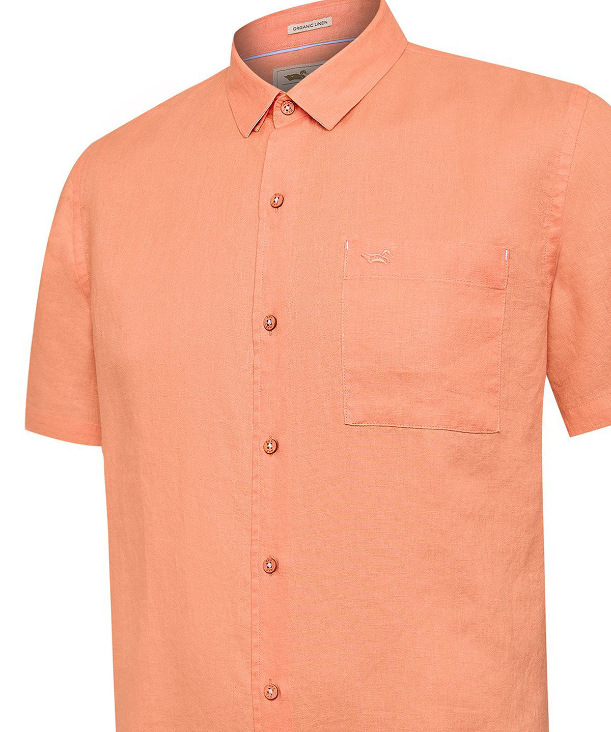 Camisa Lino Orgánico Hombre Linenshort Naranjo Rockford