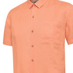 Camisa Lino Orgánico Hombre Linenshort Naranjo Rockford