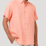 Camisa Lino Orgánico Hombre Linenshort Naranjo Rockford