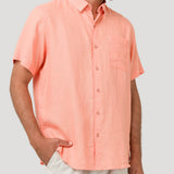 Camisa Lino Orgánico Hombre Linenshort Naranjo Rockford