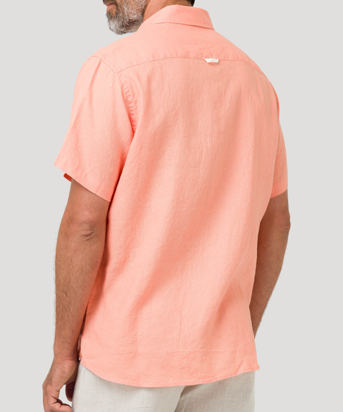 Camisa Lino Orgánico Hombre Linenshort Naranjo Rockford