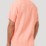 Camisa Lino Orgánico Hombre Linenshort Naranjo Rockford