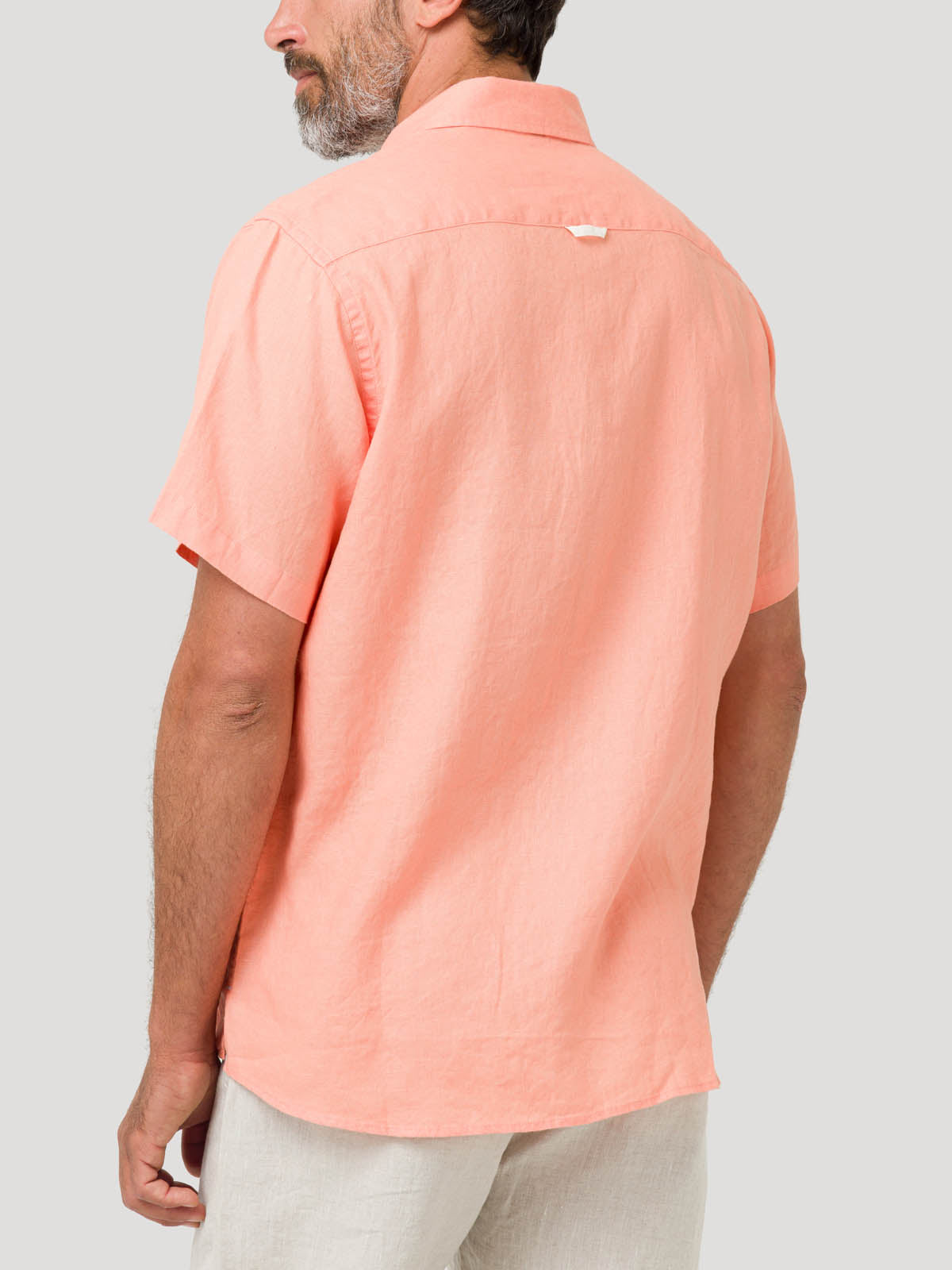 Camisa Lino Orgánico Hombre Linenshort Naranjo Rockford
