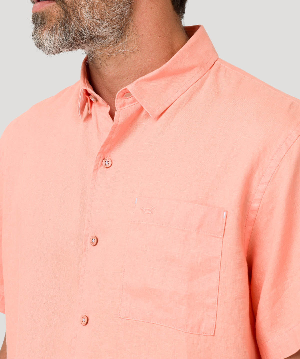 Camisa Lino Orgánico Hombre Linenshort Naranjo Rockford