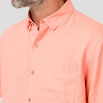 Camisa Lino Orgánico Hombre Linenshort Naranjo Rockford