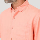 Camisa Lino Orgánico Hombre Linenshort Naranjo Rockford