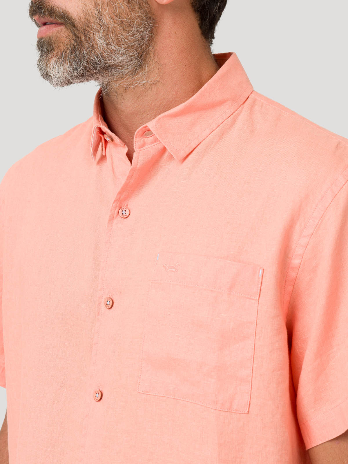 Camisa Lino Orgánico Hombre Linenshort Naranjo Rockford
