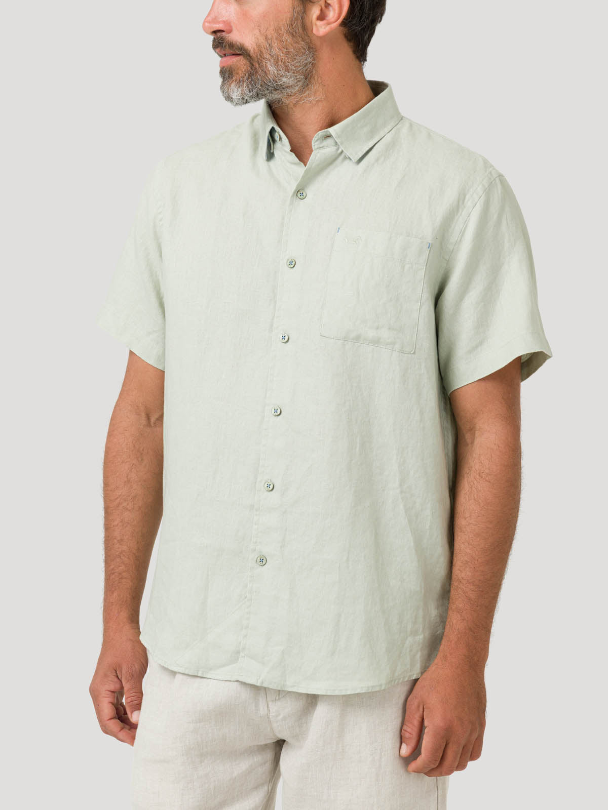Camisa Lino Orgánico Hombre Linenshort Verde Rockford