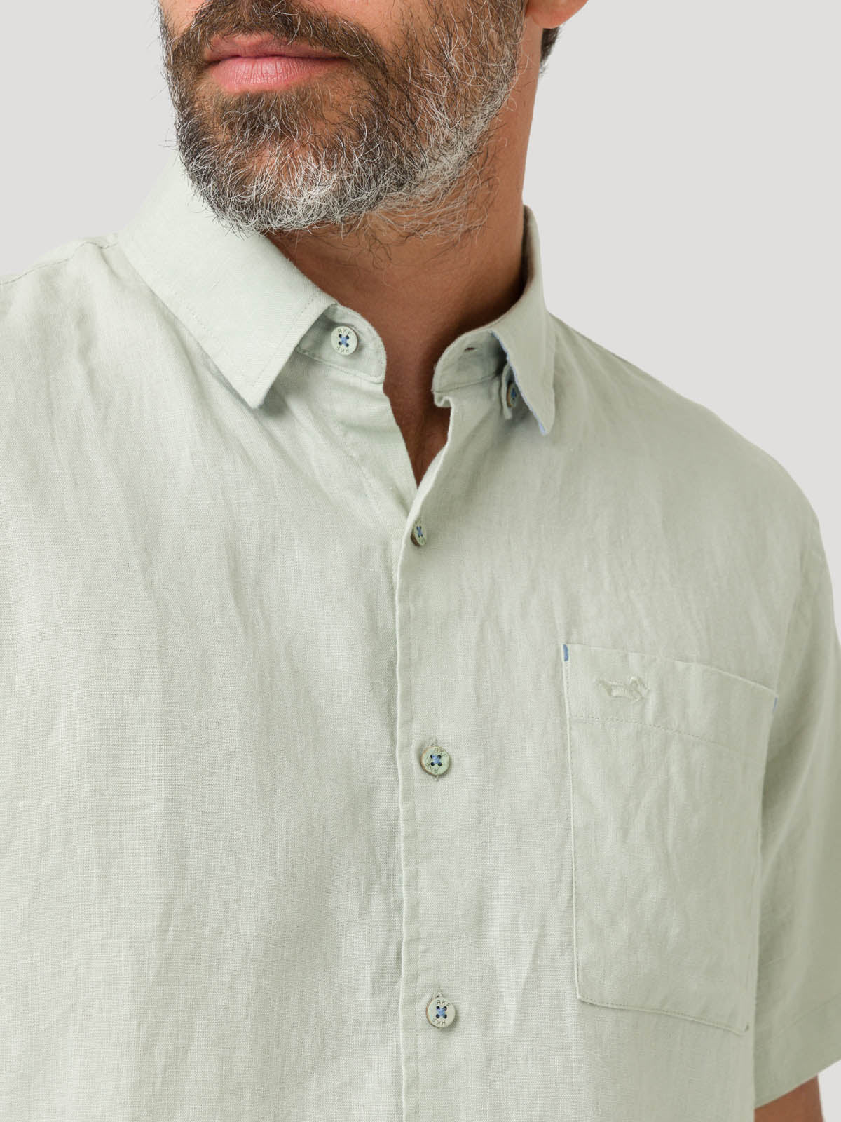 Camisa Lino Orgánico Hombre Linenshort Verde Rockford