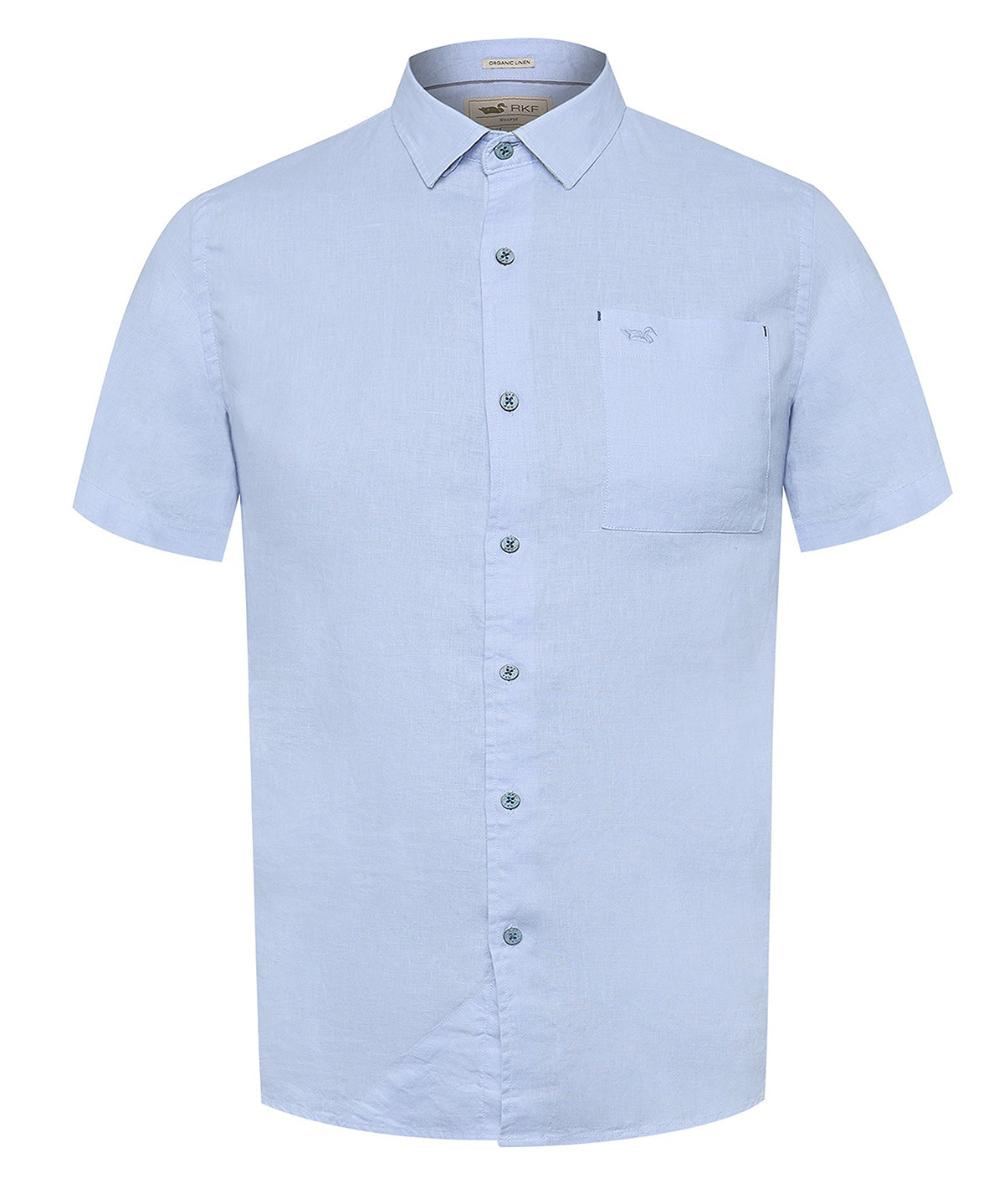 Camisa Lino Orgánico Hombre Linenshort Azul Rockford