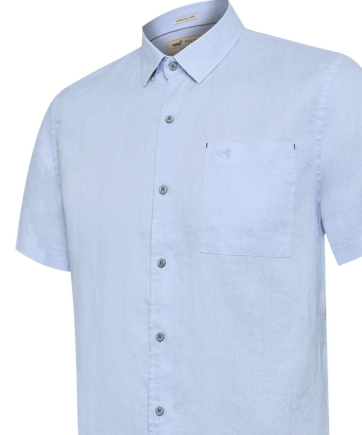 Camisa Lino Orgánico Hombre Linenshort Azul Rockford