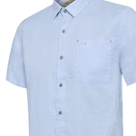 Camisa Lino Orgánico Hombre Linenshort Azul Rockford