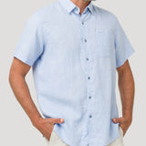 Camisa Lino Orgánico Hombre Linenshort Azul Rockford