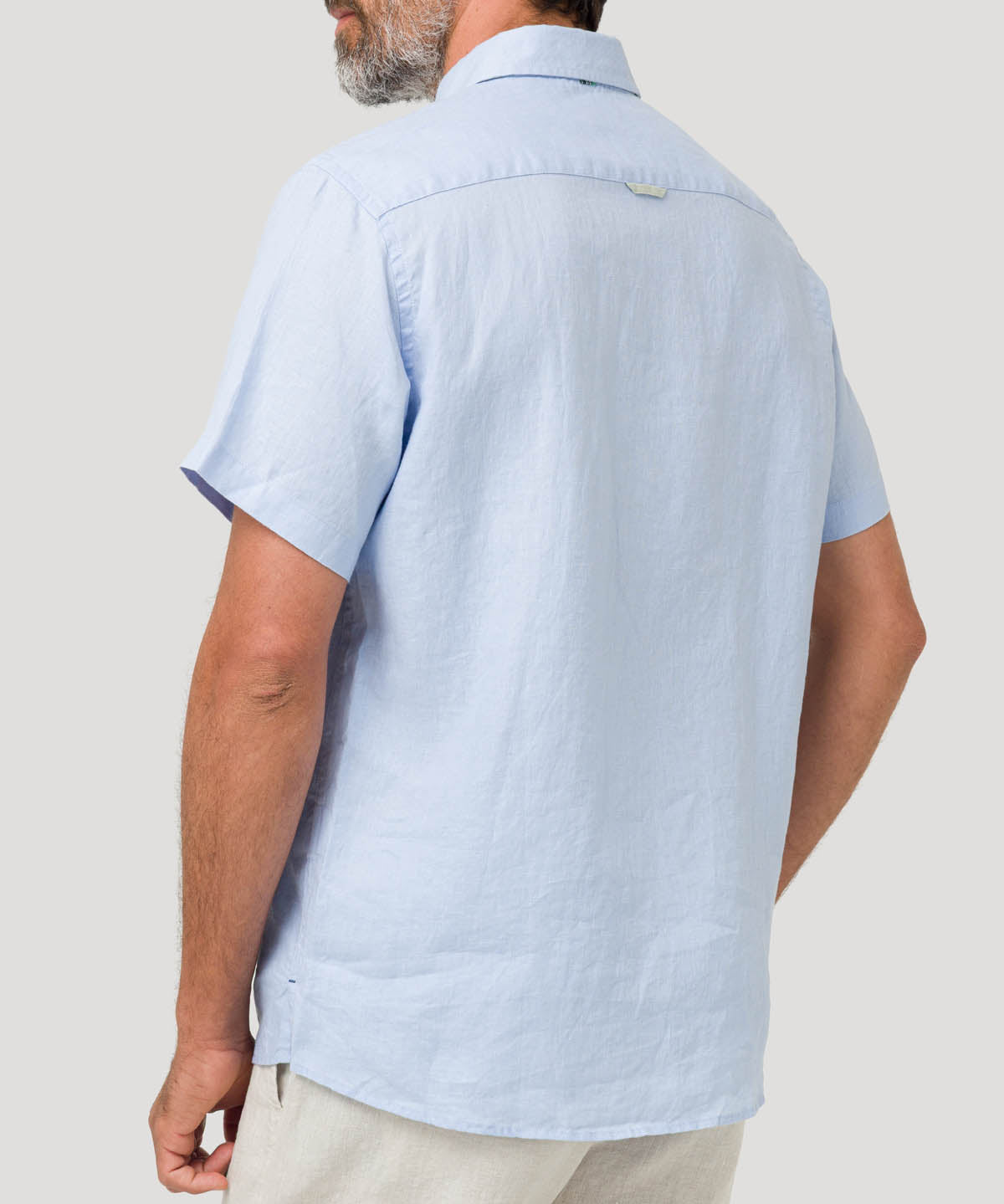 Camisa Lino Orgánico Hombre Linenshort Azul Rockford