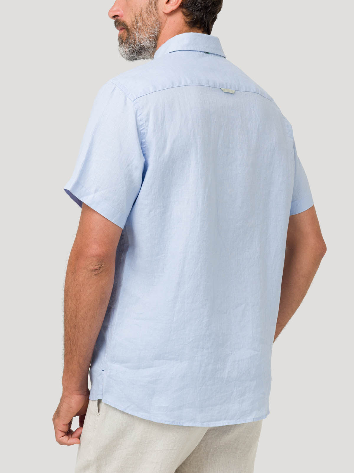 Camisa Lino Orgánico Hombre Linenshort Azul Rockford