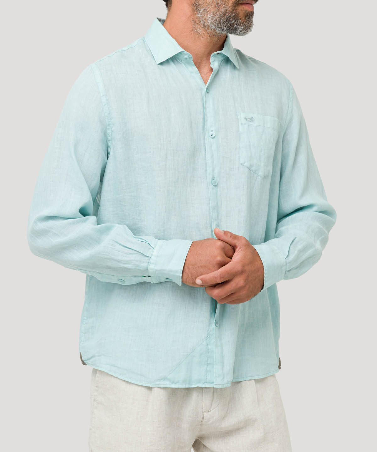 Camisa Lino Orgánico Hombre Linjer Verde Rockford