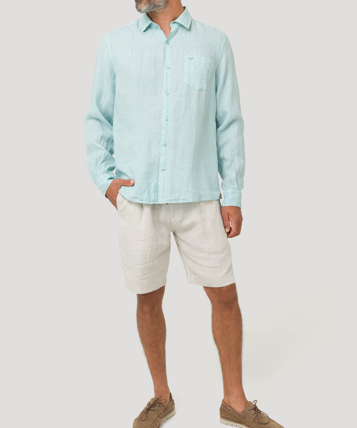 Camisa Lino Orgánico Hombre Linjer Verde Rockford