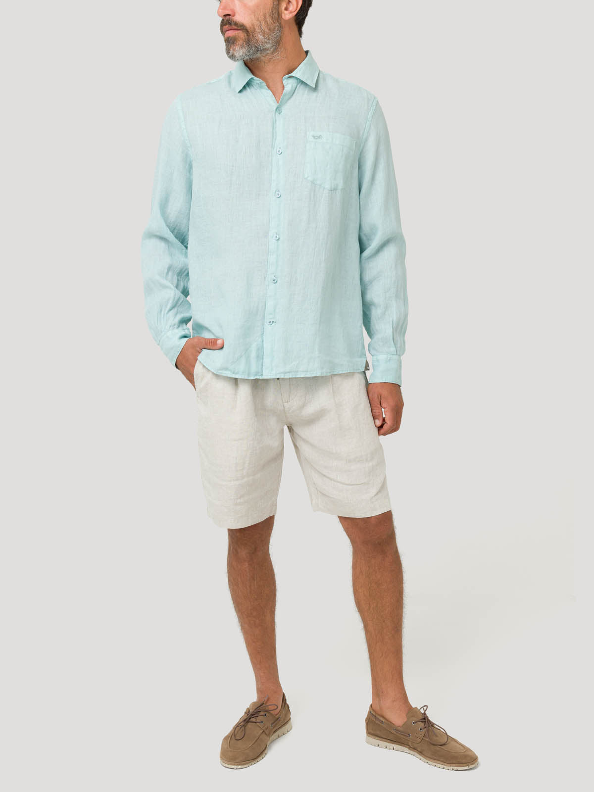 Camisa Lino Orgánico Hombre Linjer Verde Rockford