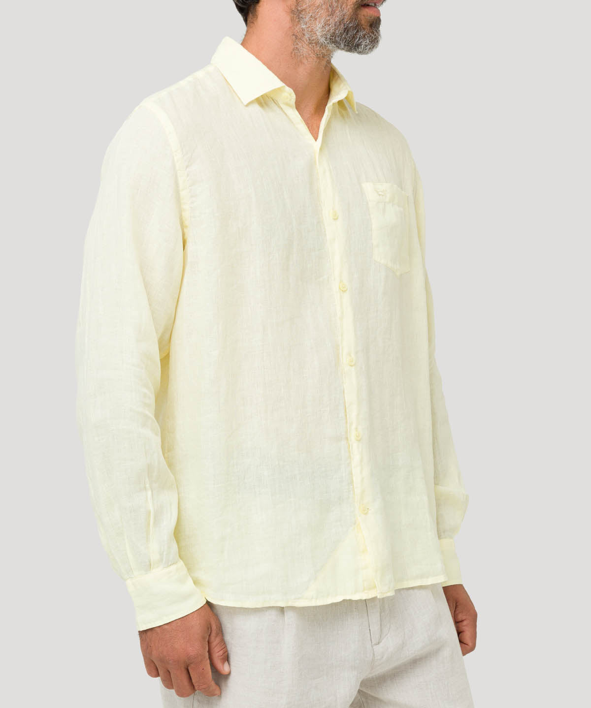 Camisa Lino Orgánico Hombre Linjer Amarillo Rockford