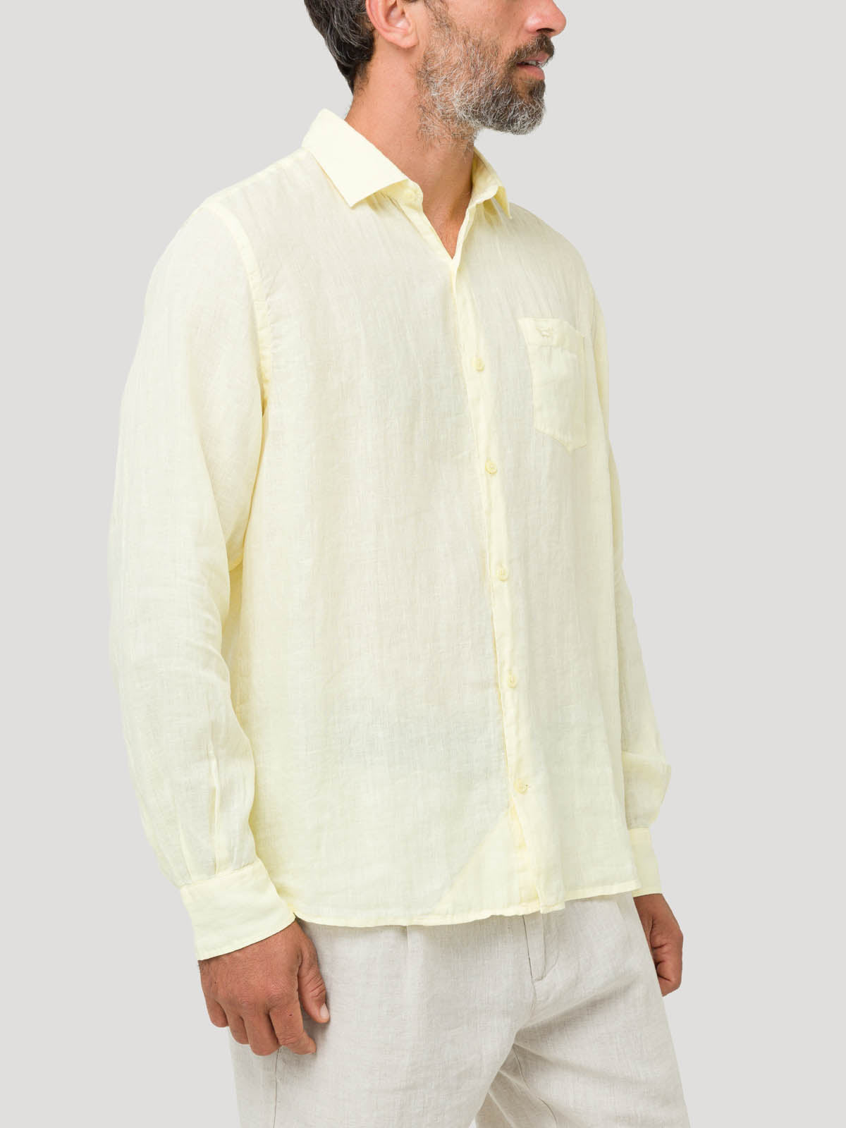 Camisa Lino Orgánico Hombre Linjer Amarillo Rockford
