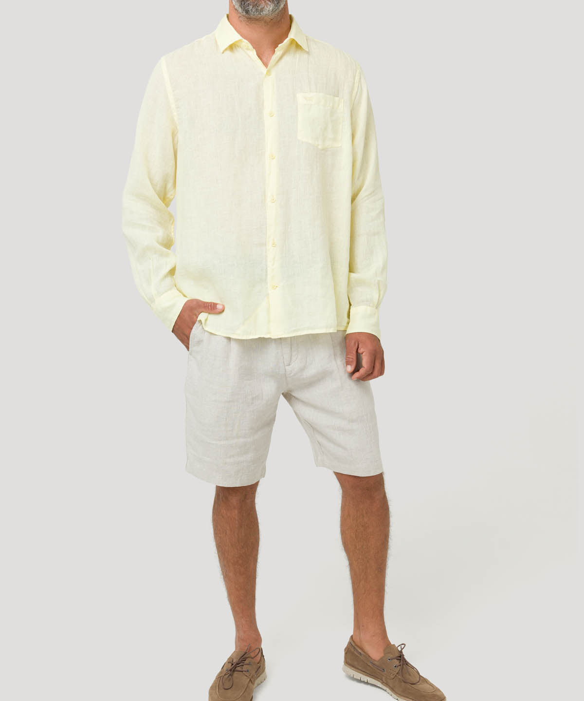 Camisa Lino Orgánico Hombre Linjer Amarillo Rockford