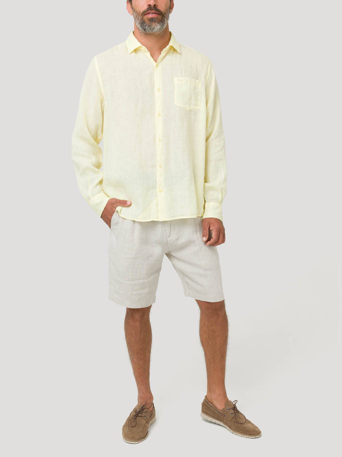 Camisa Lino Orgánico Hombre Linjer Amarillo Rockford