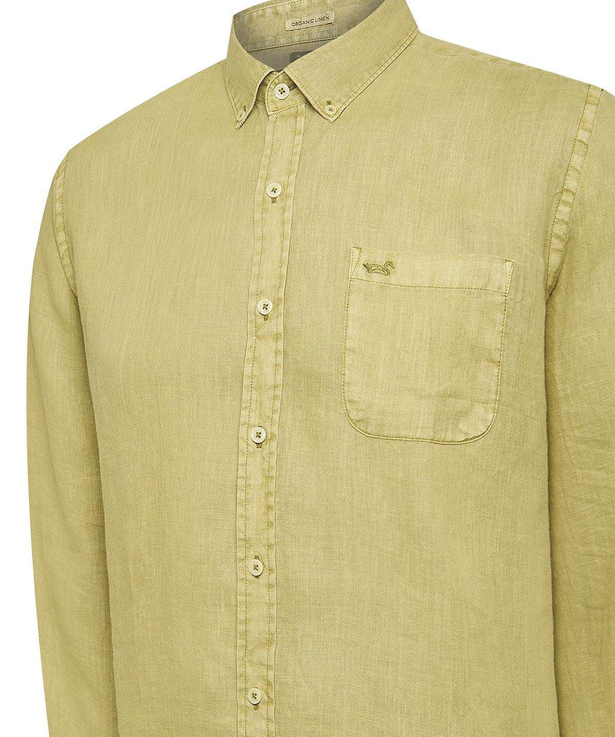 Camisa Lino Orgánico Hombre Linedyed Verde Rockford