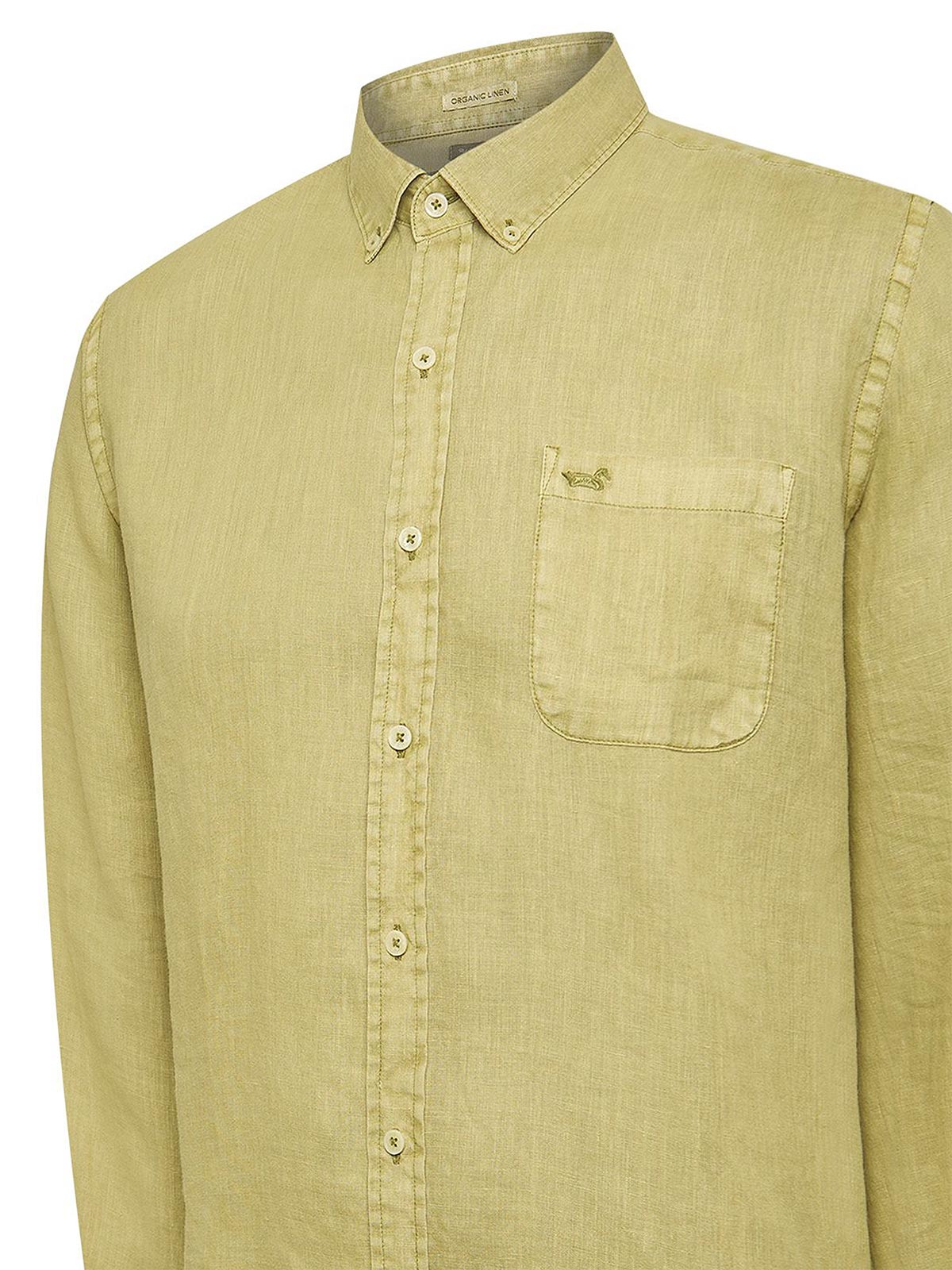 Camisa Lino Orgánico Hombre Linedyed Verde Rockford