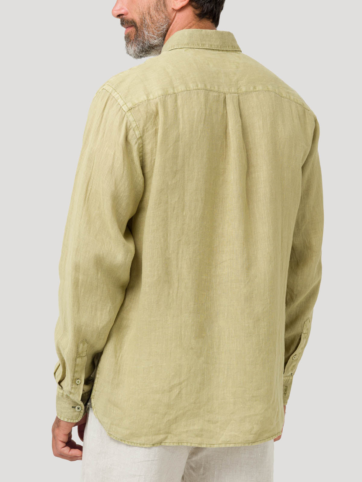 Camisa Lino Orgánico Hombre Linedyed Verde Rockford