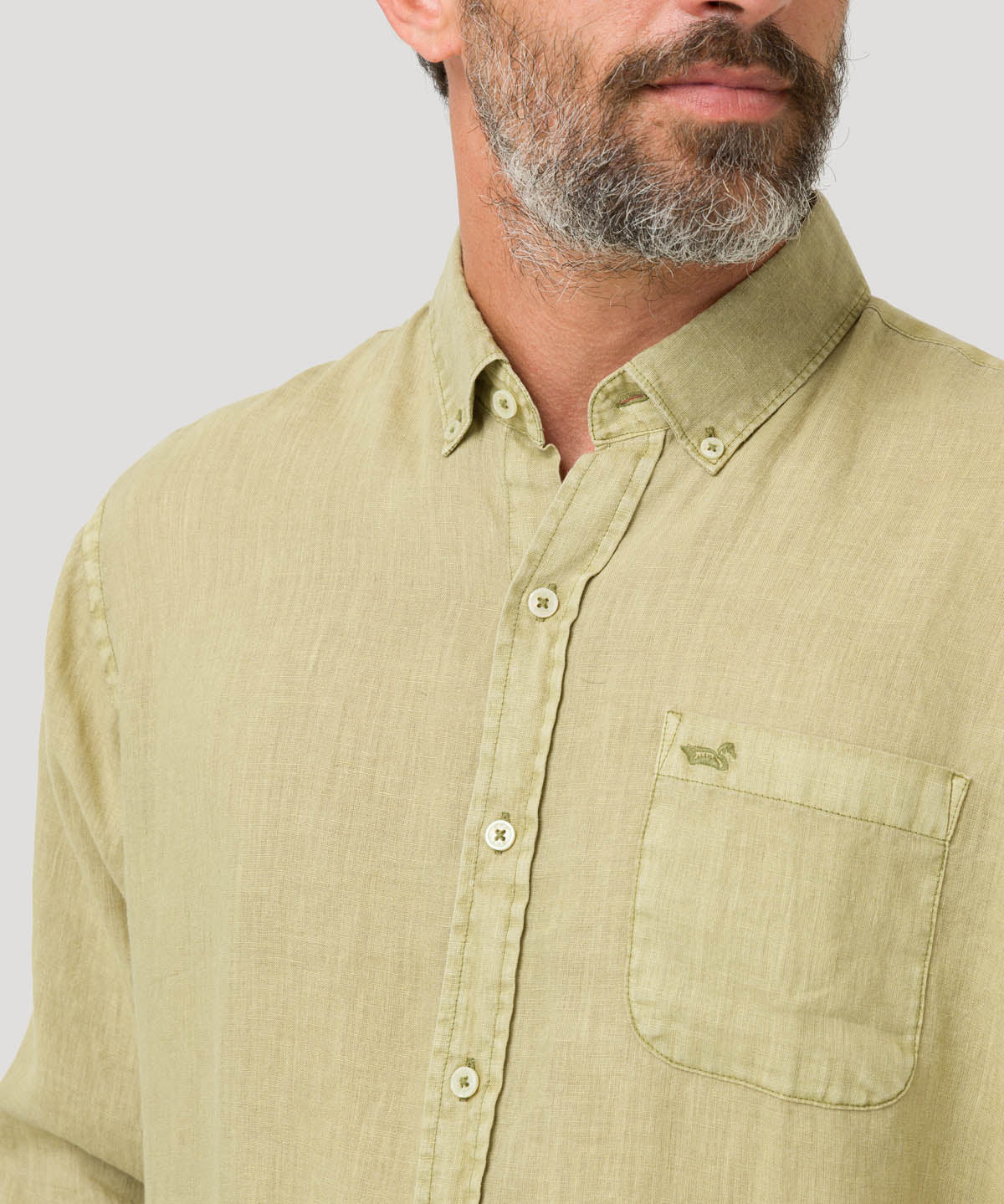 Camisa Lino Orgánico Hombre Linedyed Verde Rockford
