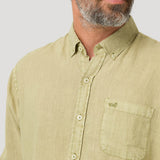 Camisa Lino Orgánico Hombre Linedyed Verde Rockford