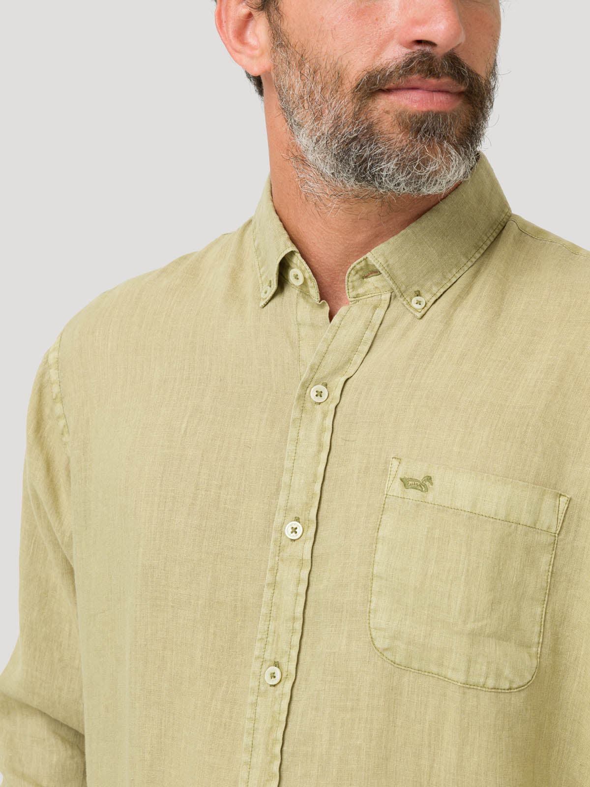 Camisa Lino Orgánico Hombre Linedyed Verde Rockford